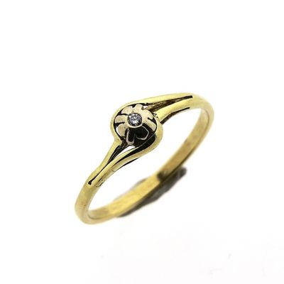 Gold solitaire ring with diamond; 0.01 ct. Image 1 of Gold solitaire ring with diamond; 0.01 ct.