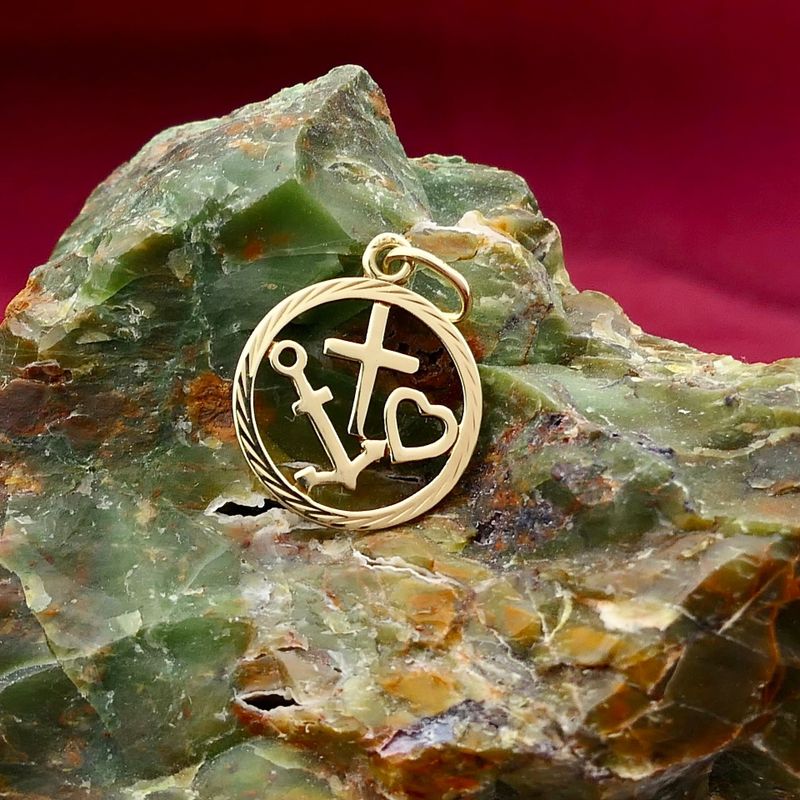 Image 2 of Gold Pendant; Faith, Hope, Love