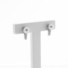 Image 1 of White gold stud earrings set with diamonds and a pearl | 0.17 ct.