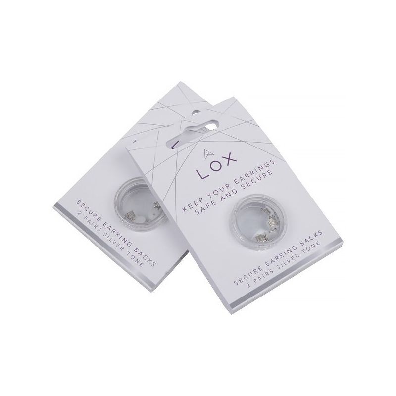 Image 1 of LOX; Safety clasps for earrings; silver-colored (2 pairs)