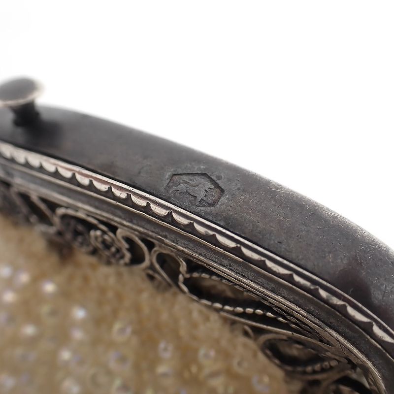 Image 8 of Antique purse with silver handle and glass beads | 19th century