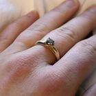 Image 7 of Gold solitaire ring with blue diamond | 0.50 ct.