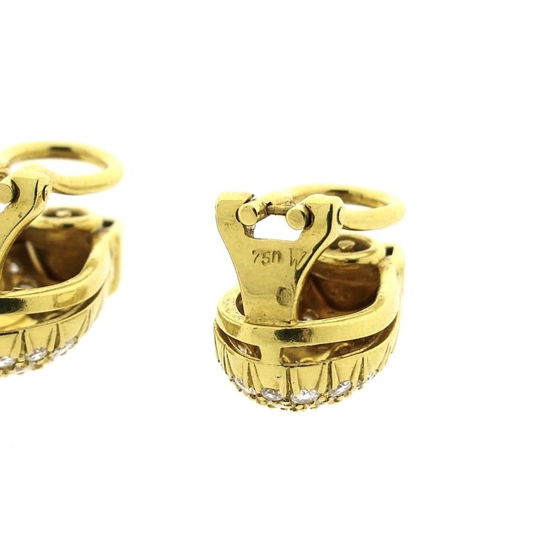 Image 8 of Gold clip-on earrings with sapphires and diamonds; Approx. 1.00 ct.