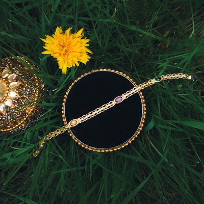 Image 2 of 10-karat bracelet with a mix of gemstones | 19 cm