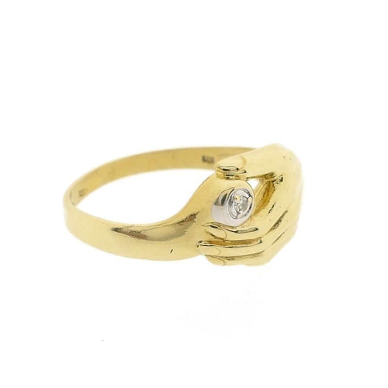 Image 5 of Gold ring with hand and diamond | 0.005 ct.