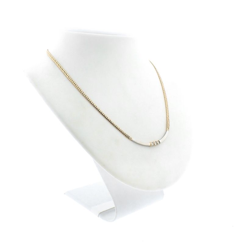Image 10 of Two-tone gourmet link necklace with diamond pendant; 0.21 ct. | 41.5 cm