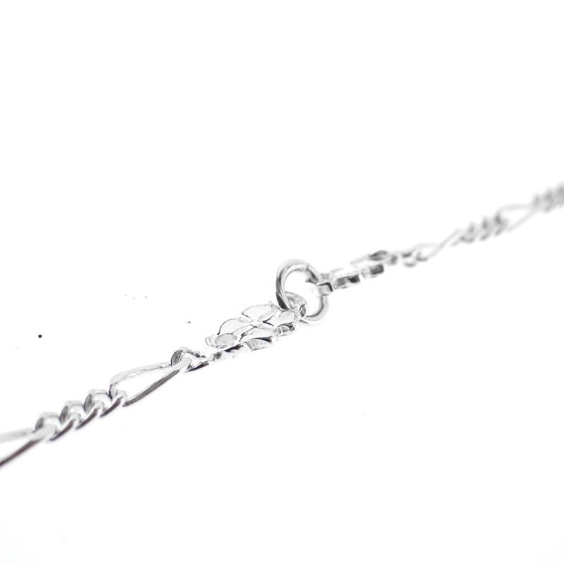 Image 7 of Silver Figaro link bracelet with four-leaf clover charms