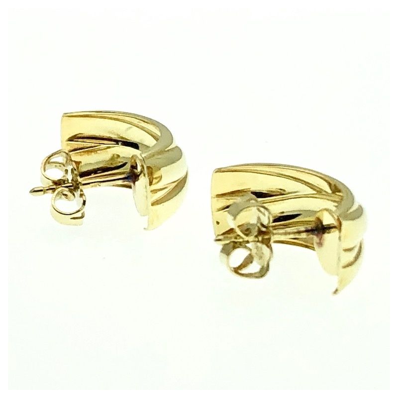 Image 4 of Gold stud earrings; half round | 14 carat