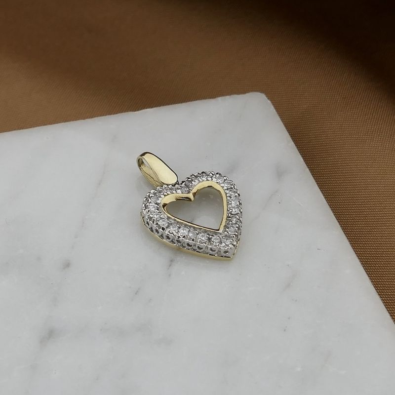 Image 7 of Two-tone gold heart pendant with zirconia; Altinbas