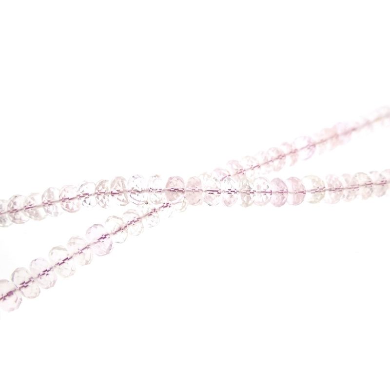 Image 5 of Rose quartz bead necklace with white gold clasp | 51 cm