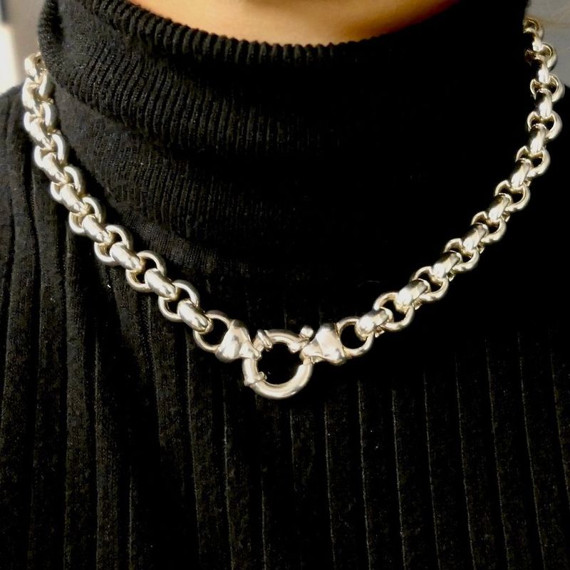 Image 10 of Silver jasseron link necklace