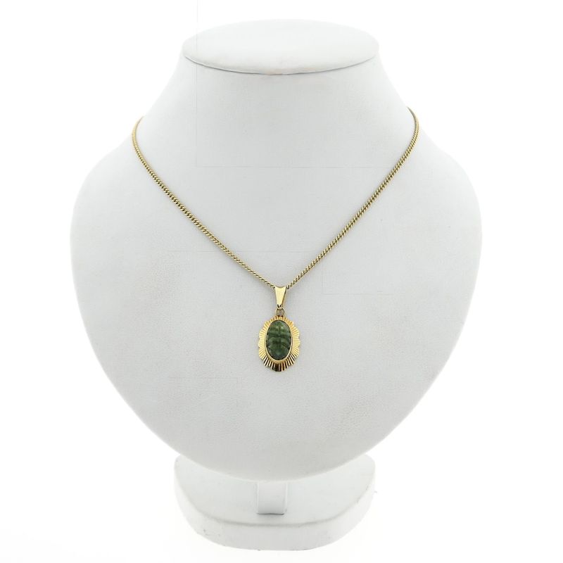 Image 4 of 14 Karat Gold Pendant with Nephrite Jade