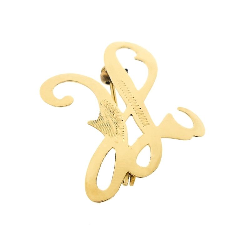 Image 3 of Gold letter brooch; letter H