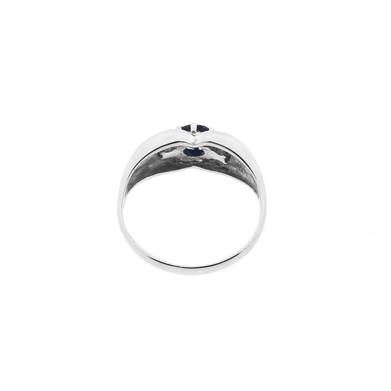 Image 4 of White gold ring with sapphire and diamond; 0.05 ct.