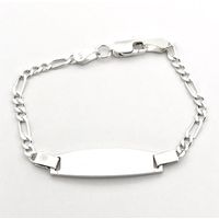 Silver Figaro children's bracelet with engraving plate