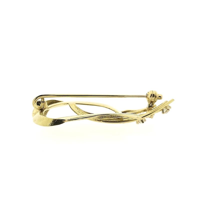 Image 4 of Gold abstract brooch with glass crystal