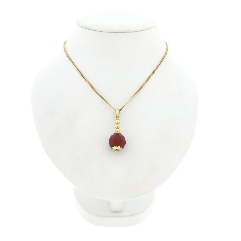 Image 3 of Gold Ball Pendant with Carnelian