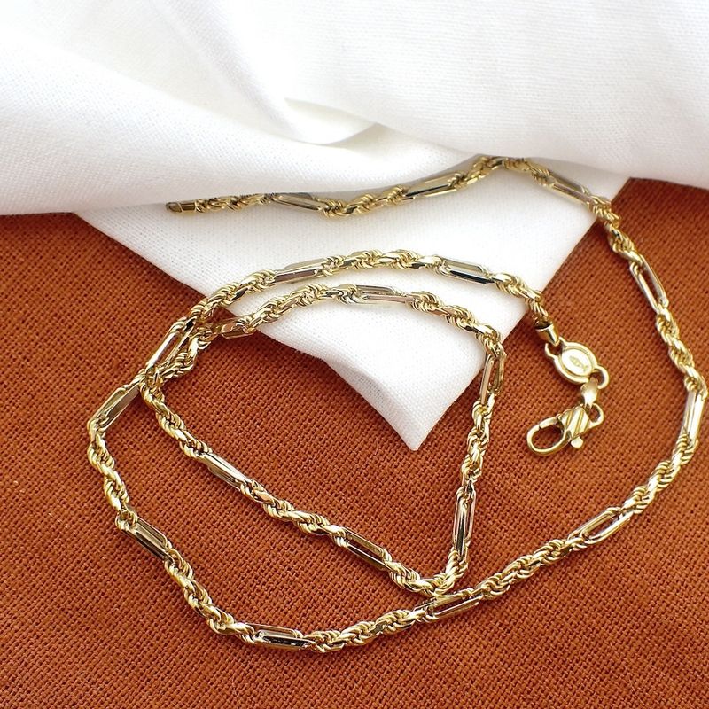 Image 7 of Two-tone gold Figarope link chain; Cento Group