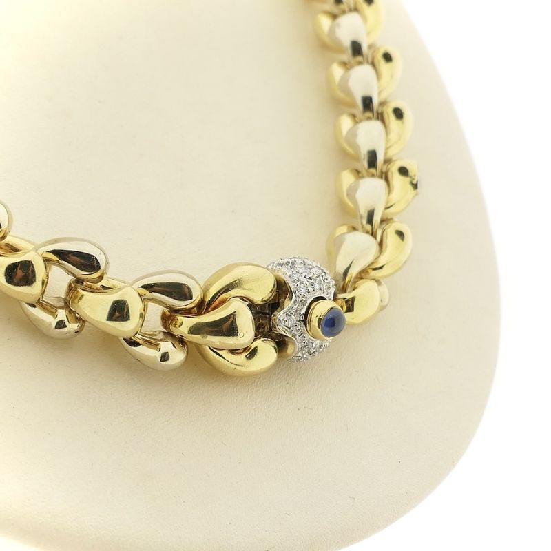 Image 3 of Cadaro two-tone gold necklace with sapphire and diamonds; 0.96 ct.