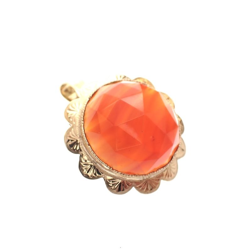 Image 2 of Vintage gold brooch/pendant with large carnelian