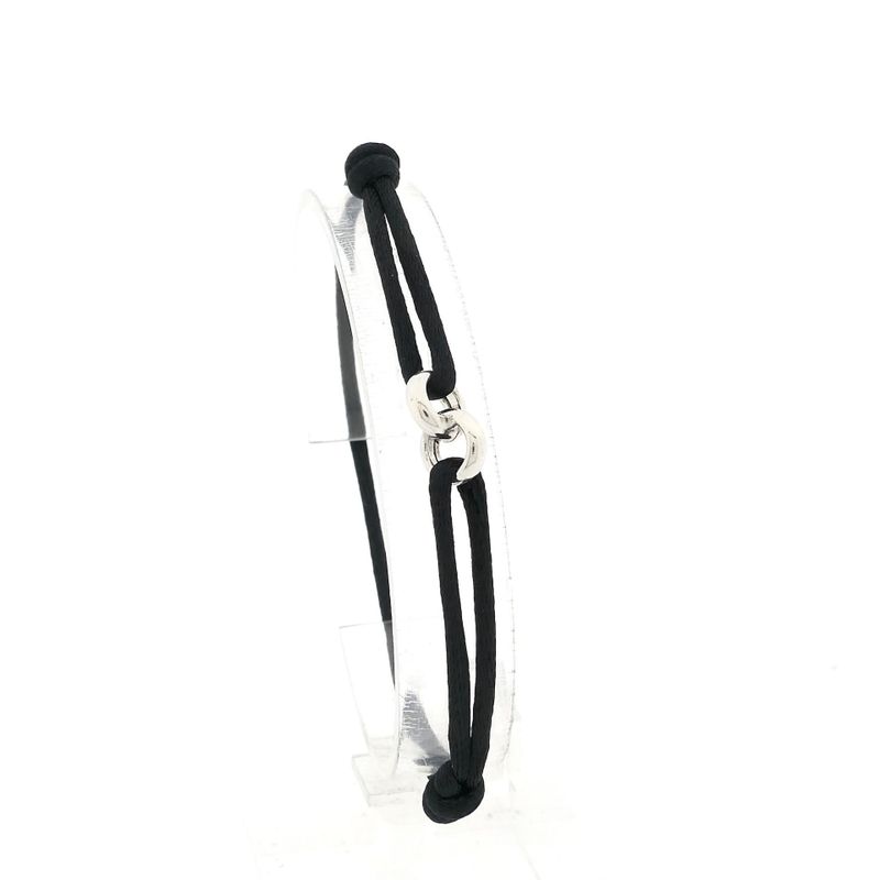 Image 3 of Forever Knots® Handmade Black Satin Bracelet with Silver Link