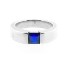 Image 3 of Silver ring with synthetic sapphire.