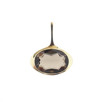 Image 1 of Gold design pendant with smoky quartz