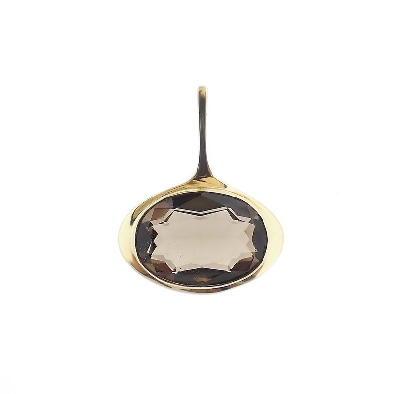 Image 1 of Gold design pendant with smoky quartz