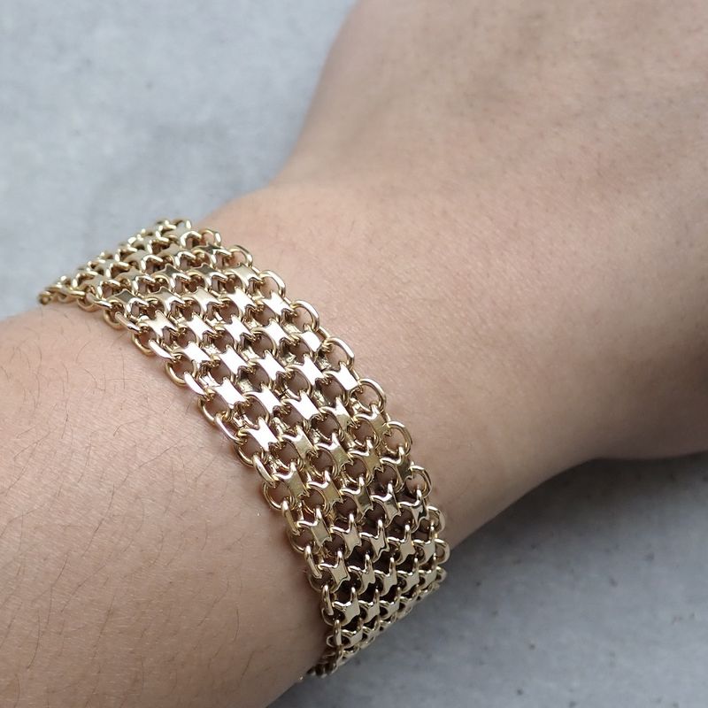 Image 2 of Golden Bismarck link bracelet.
