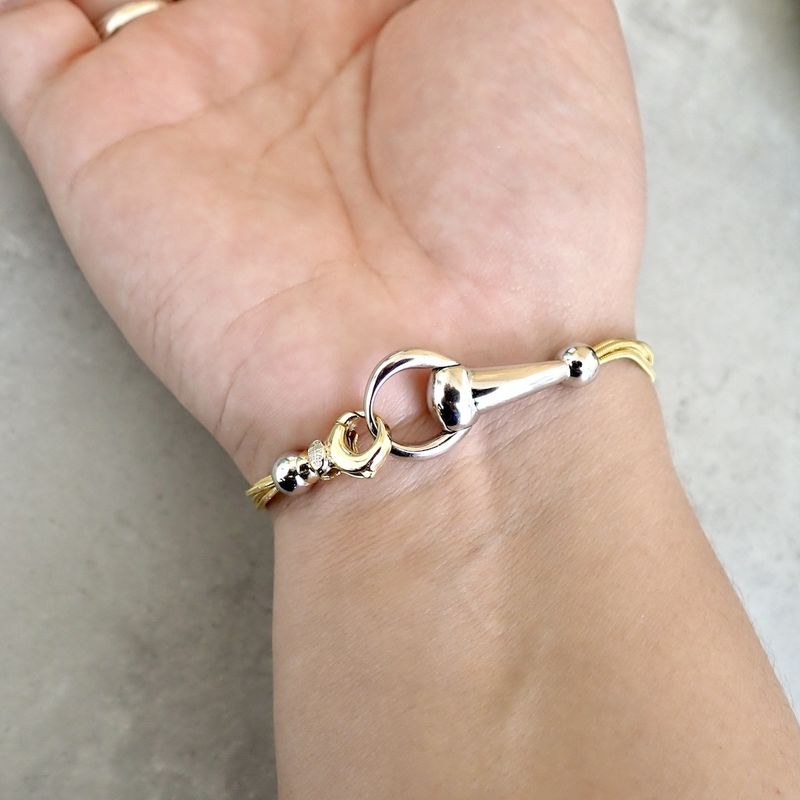 Image 3 of Two-tone gold snake link bracelet; Cetas