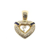Gouden hart hanger met saffier en diamanten; 1,50 ct.