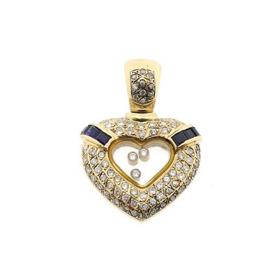 Afbeelding 1 van Gouden hart hanger met saffier en diamanten; 1,50 ct.
