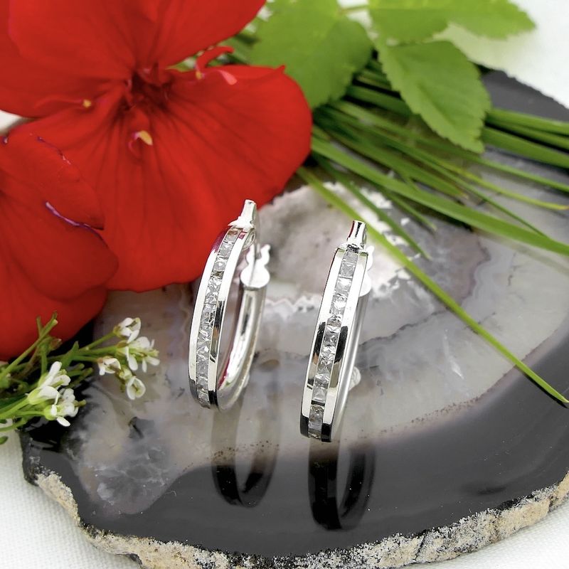 Image 3 of White gold earrings with zirconia | Ø 20.0 mm