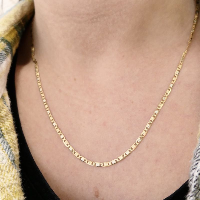 Image 8 of Tricolor gold navy link necklace | 51 cm