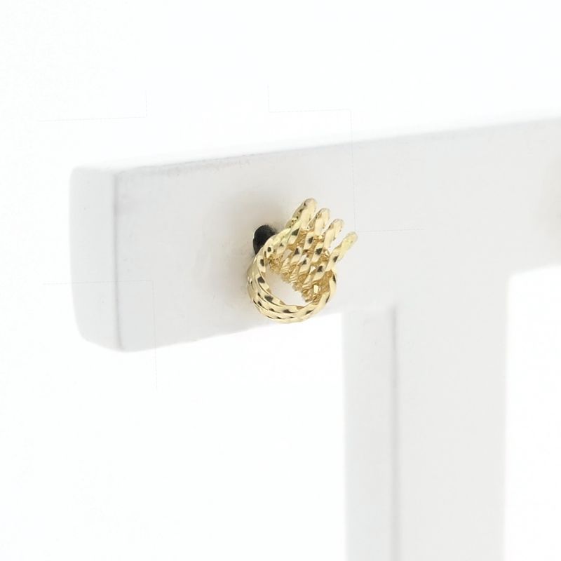 Image 4 of Gold twisted stud earrings as a button