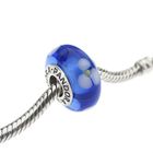 Image 2 of Pandora charm; Silver; Blue/White Flower