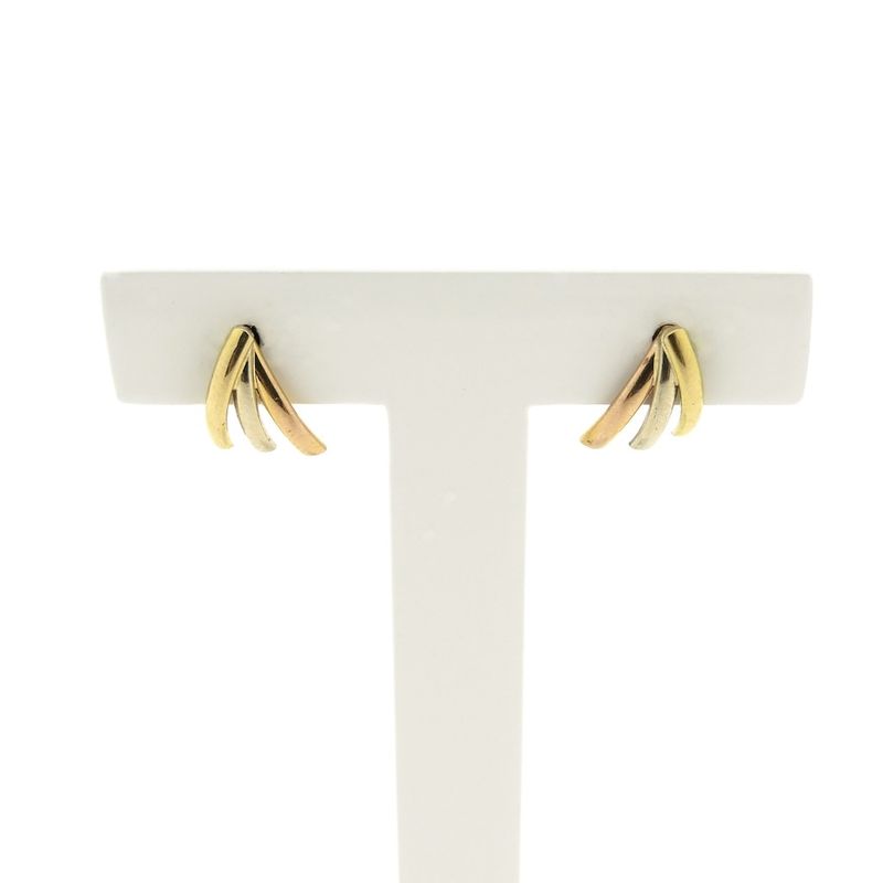 Image 1 of Tricolor gold stud earrings