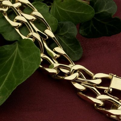 Image 2 of Gold wide gourmet link bracelet
