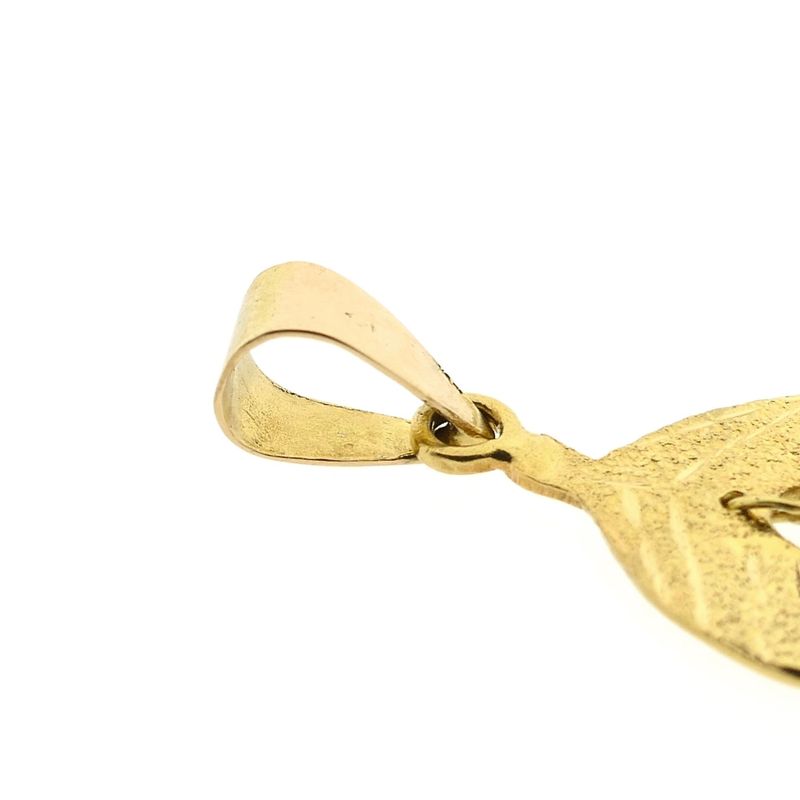 Afbeelding 7 van Gouden hanger van een blad met granaat