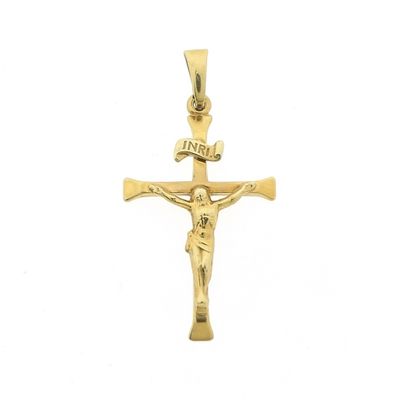 Image 1 of Gold pendant of cross with corpus | INRI