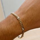 Image 10 of Two-tone gold flat gourmet link bracelet with diamonds; 0.42 ct.