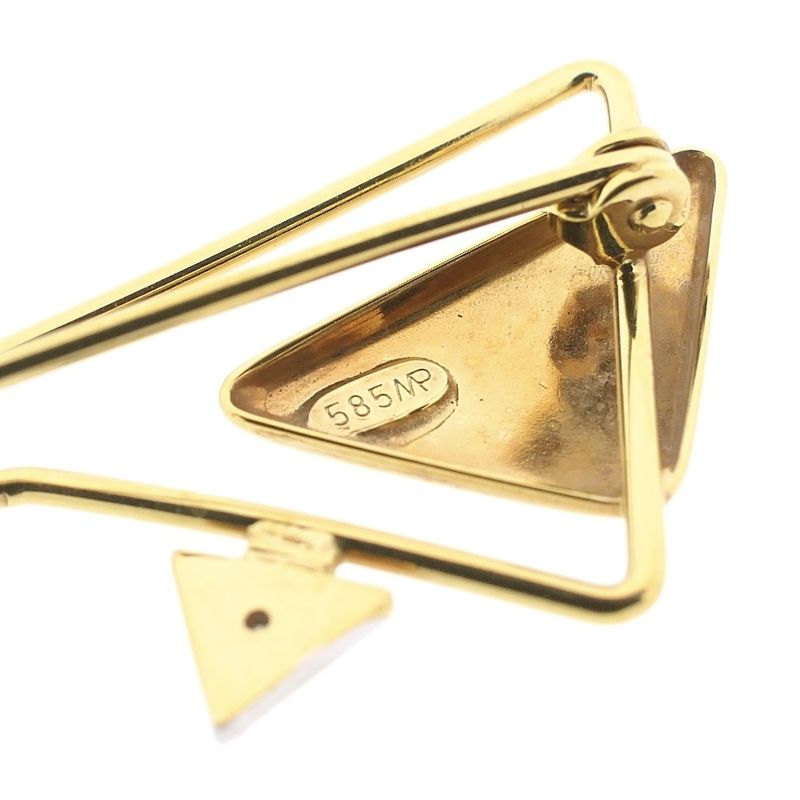 Image 7 of Two-tone gold abstract brooch with diamond; 0.01 ct.