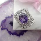 Image 7 of White gold royal ring set with sapphire and diamonds; 3.00 ct.