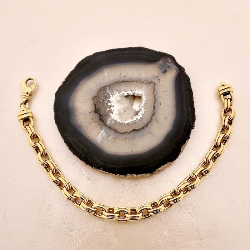 Image 2 of Gold double anchor link bracelet