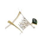 Image 7 of Bicolor Gold Brooch with Green Tourmaline and Diamond; 0.05 ct.; 14 Karat