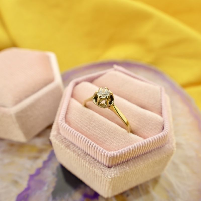 Image 2 of Diamond gold solitaire ring with zirconia