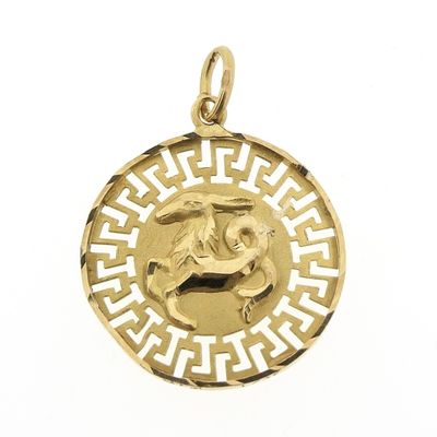 Image 1 of 18 carat gold zodiac sign pendant; Capricorn