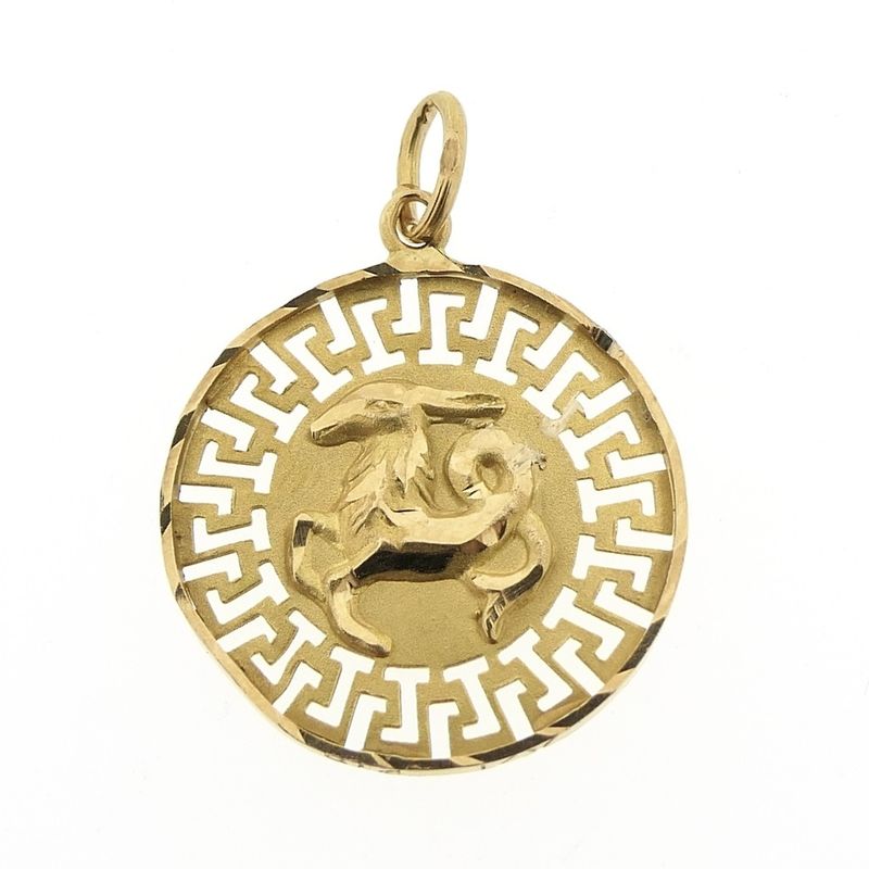 Image 1 of 18 carat gold zodiac sign pendant; Capricorn