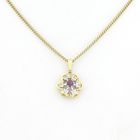 Image 5 of Two-tone gold flower pendant with ruby ​​and diamond | 0.06 ct.