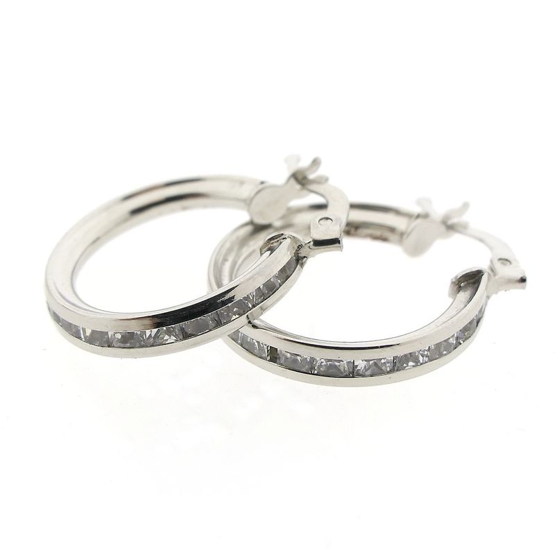 Image 7 of White gold earrings with zirconia | Ø 20.0 mm